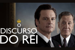 Imagem mostra cena do filme O Discurso do Rei, com um close nos protagonista e seu mentor.